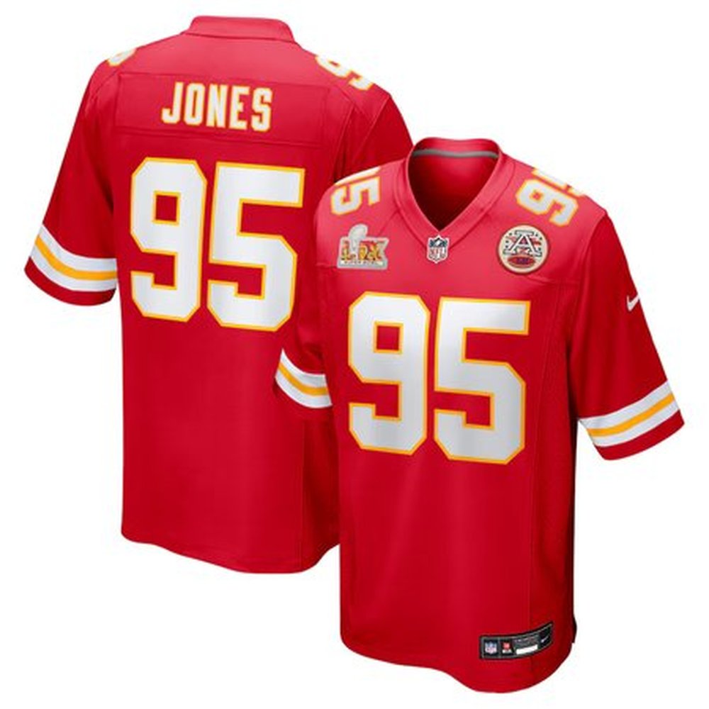 Men's Kansas City Chiefs Chris JonesRed Super Bowl LIX Game Jersey