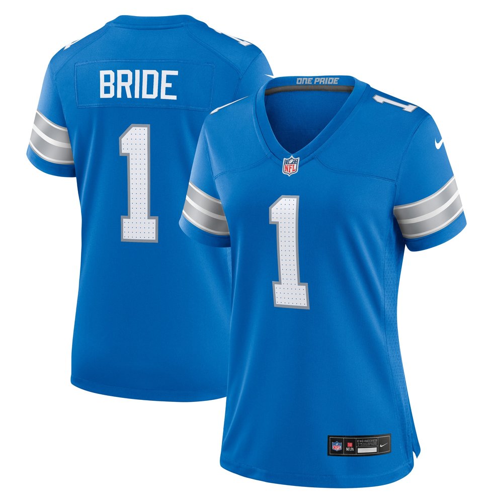 Women's Detroit Lions Number 1 BrideBlue Game Jersey