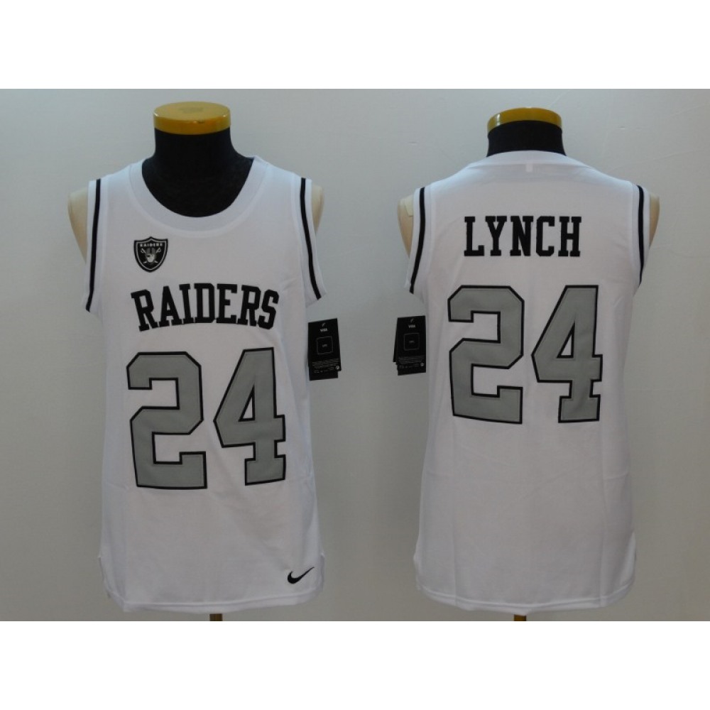 Men'sOakland Raiders #24 Marshawn Lynch White Stitched NFL Limited Tank Top Jersey