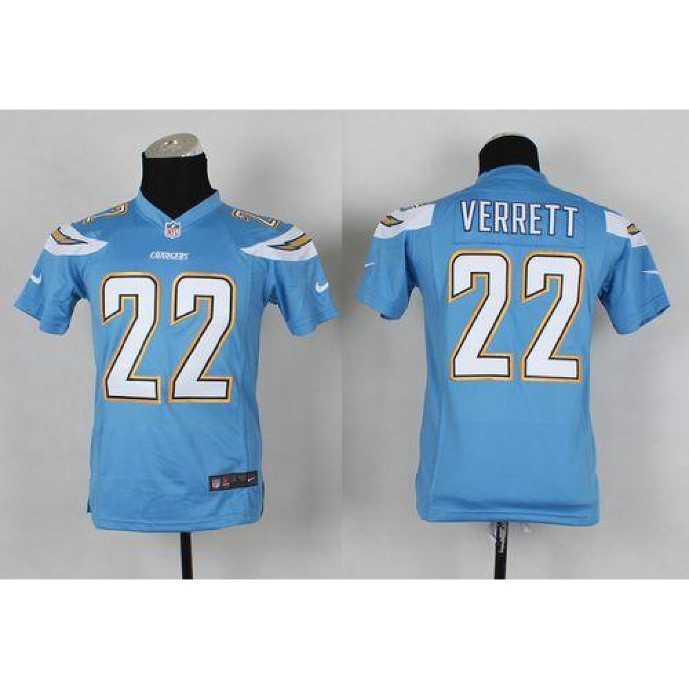 Chargers #22 Jason Verrett Electric Blue Alternate Youth Stitched NFL New Elite Jersey