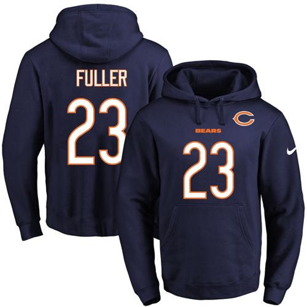 Bears #23 Kyle Fuller Navy Blue Name & Number Pullover NFL Hoodie