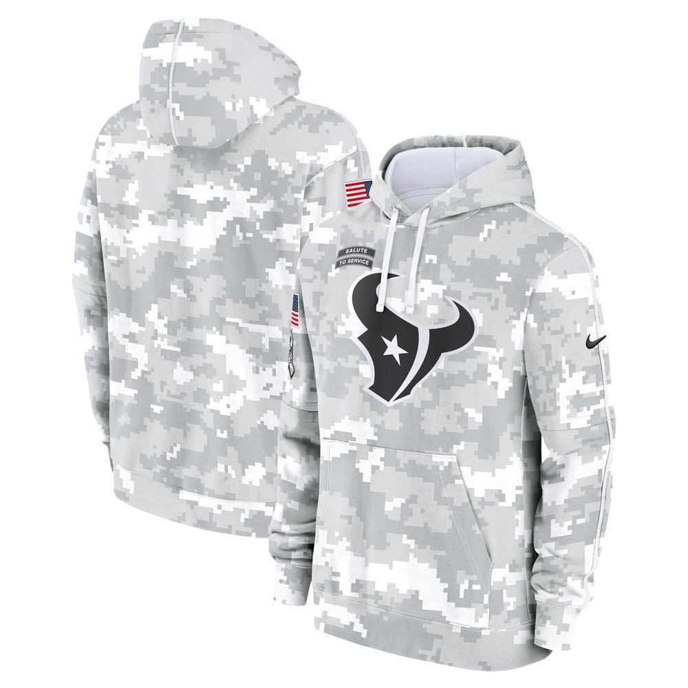 Men's Houston TexansArctic Camo 2024 Salute to Service Club Fleece Pullover Hoodie