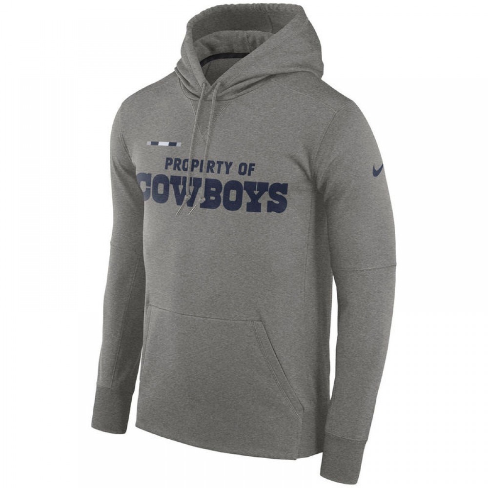 Men's Dallas CowboysHeather Gray Sideline Property Of Performance Pullover Hoodie