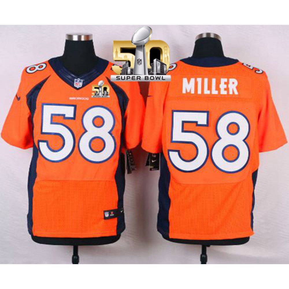 Broncos #58 Von Miller Orange Team Color Super Bowl 50 Men's Stitched NFL New Elite Jersey