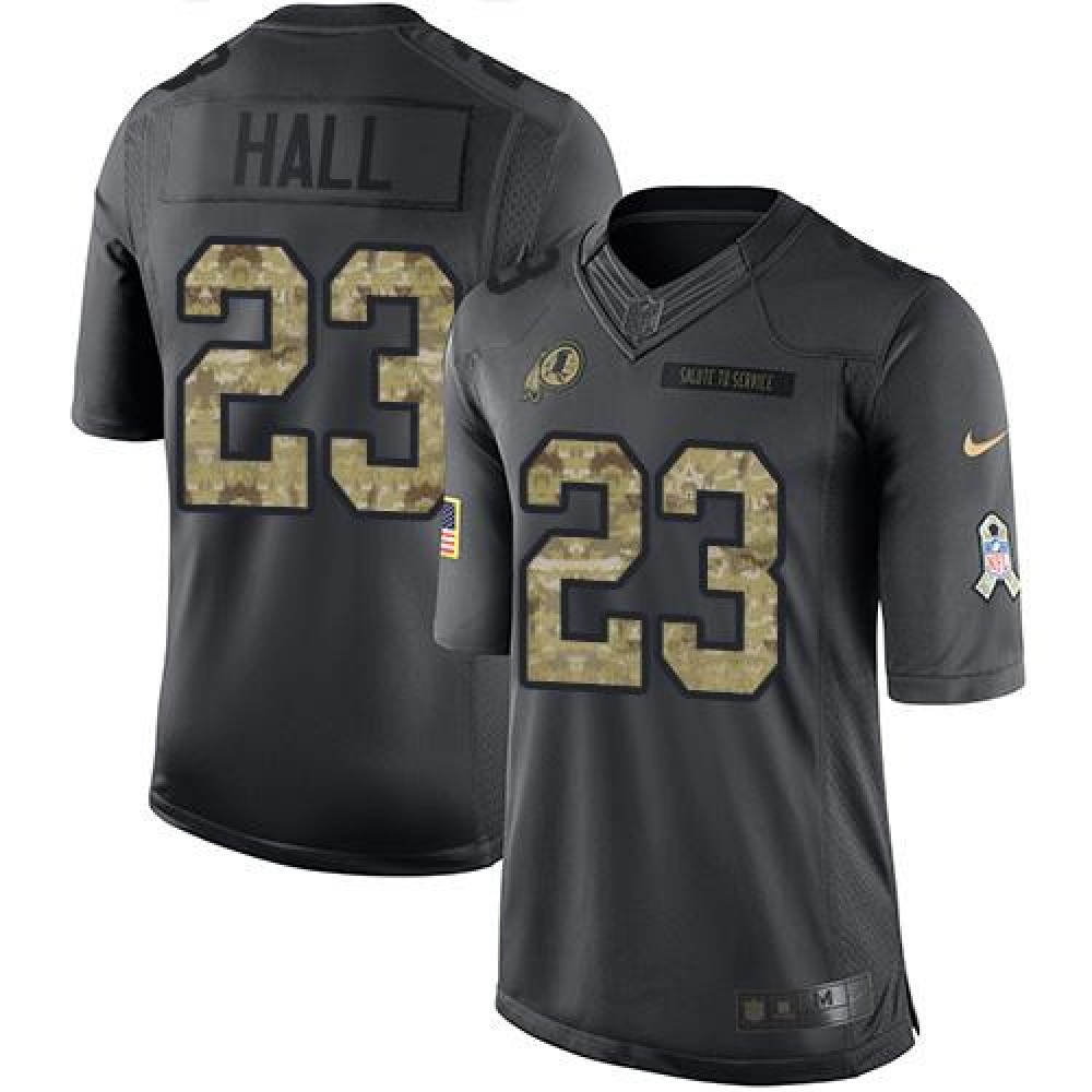 Redskins #23 DeAngelo Hall Black Men's Stitched NFL Limited 2016 Salute to Service Jersey