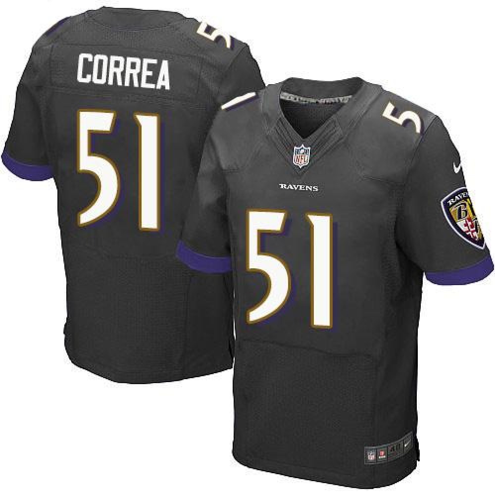 Ravens #51 Kamalei Correa Black Alternate Men's Stitched NFL New Elite Jersey