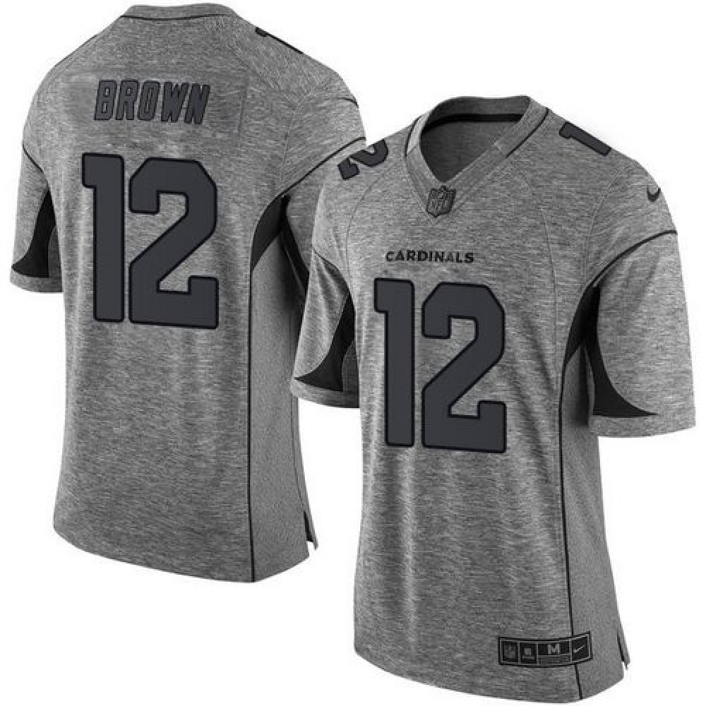 Cardinals #12 John Brown Gray Men's Stitched NFL Limited Gridiron Gray Jersey