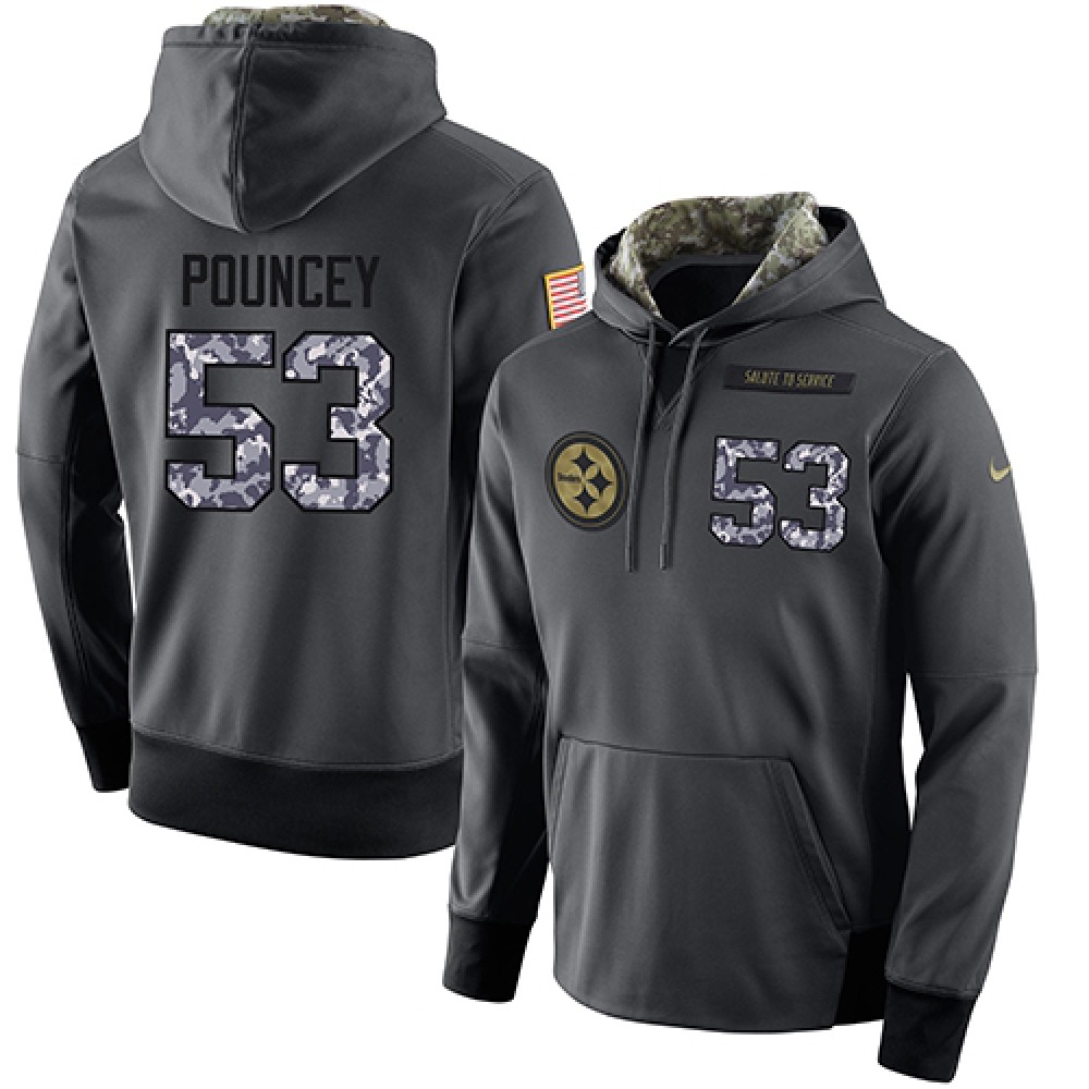 NFL Men'sPittsburgh Steelers #53 Maurkice Pouncey Stitched Black Anthracite Salute to Service Player Performance Hoodie