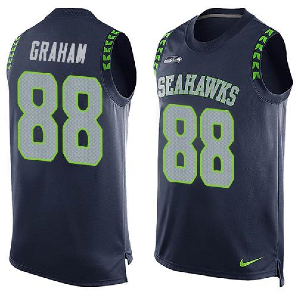 Seahawks #88 Jimmy Graham Steel Blue Team Color Men's Stitched NFL Limited Tank Top Jersey