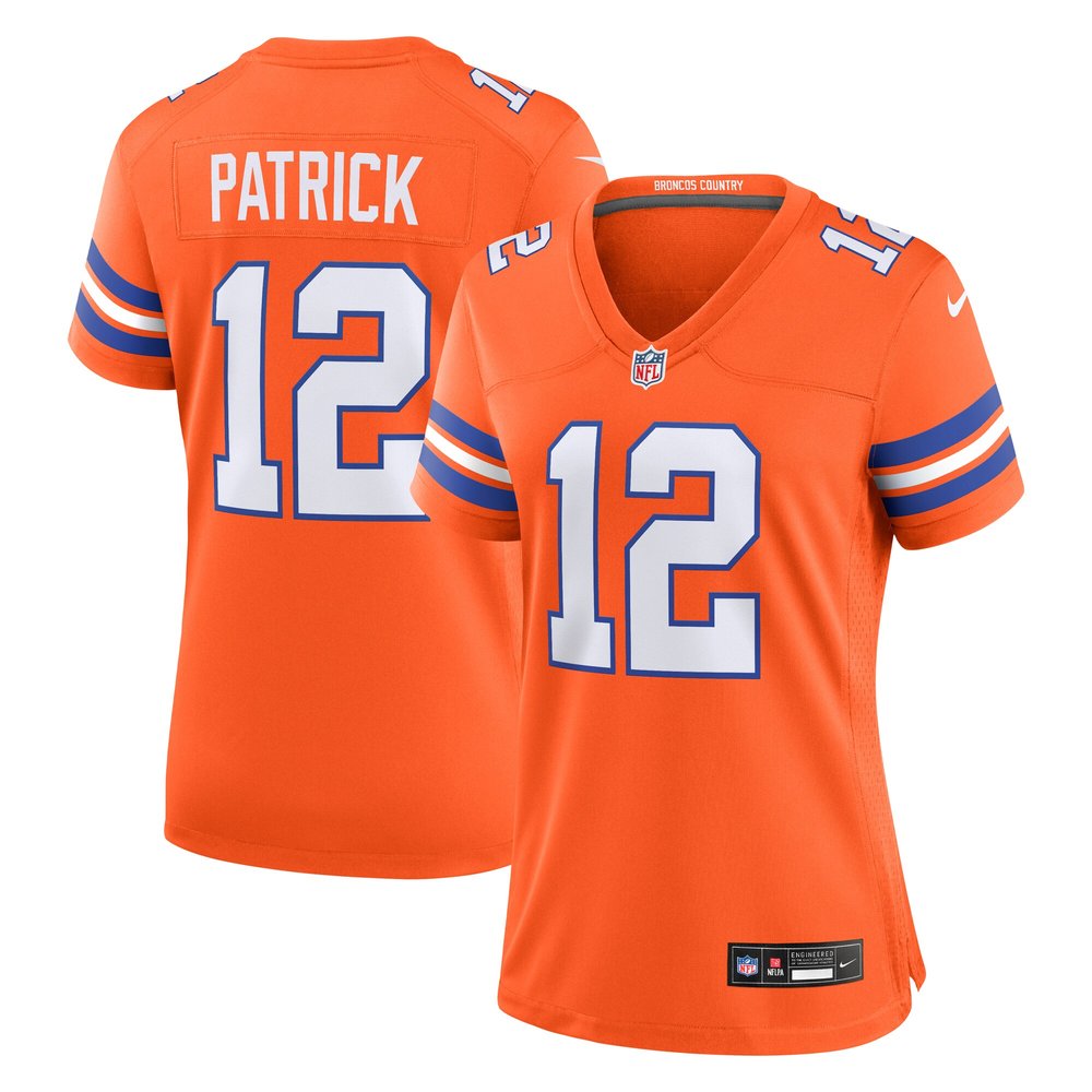 Women's Denver Broncos Tim PatrickOrange Mile High Collection 1977 Throwback Player Game Jersey