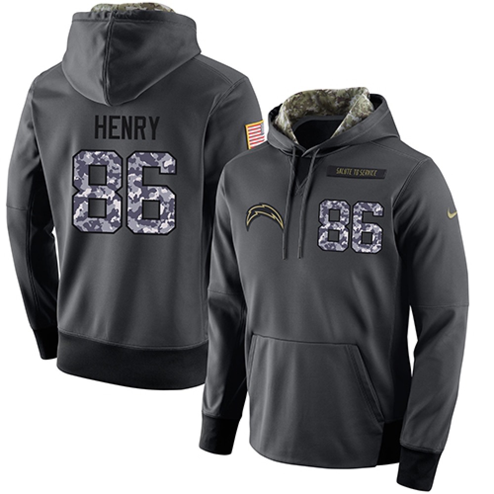 NFL Men'sSan Diego Chargers #86 Hunter Henry Stitched Black Anthracite Salute to Service Player Performance Hoodie