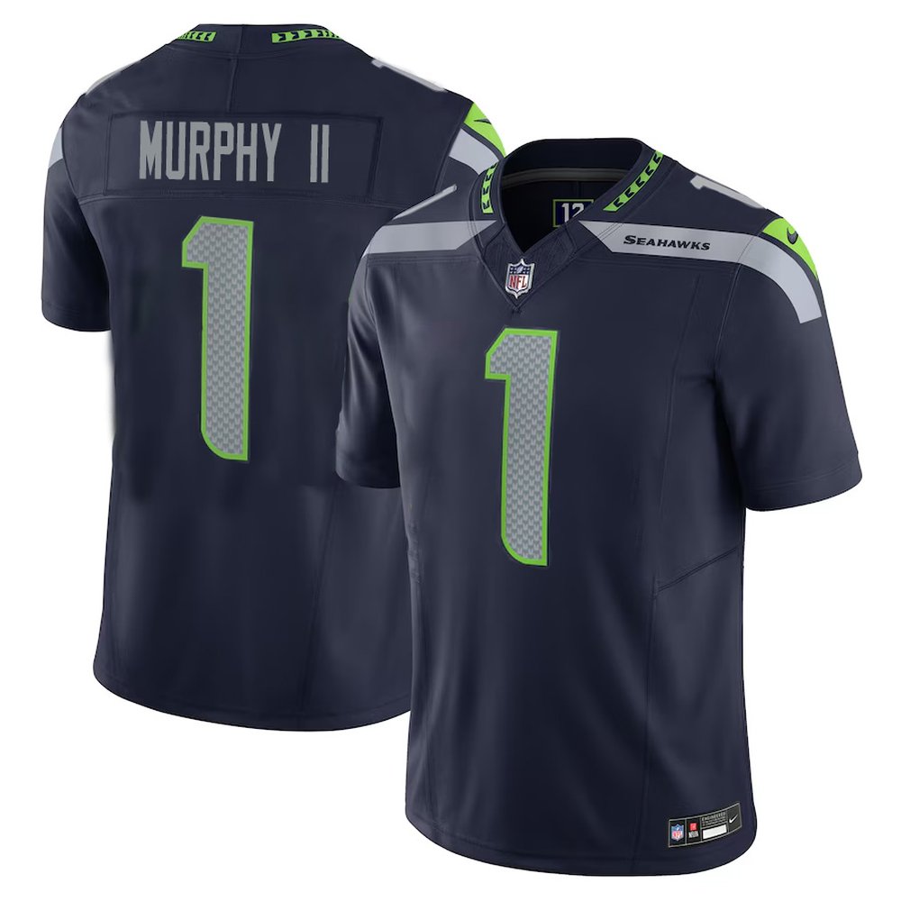 Men's Seattle Seahawks Byron Murphy IICollege Navy 2024 NFL Draft First Round Pick Player F.U.S.E. Vapor Untouchable Limited Stitched Football Jersey