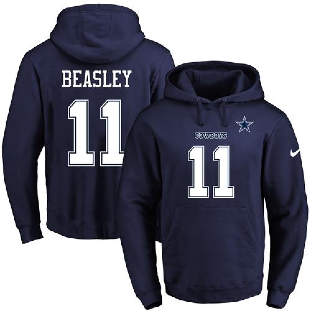 Cowboys #11 Cole Beasley Navy Blue Name & Number Pullover NFL Hoodie