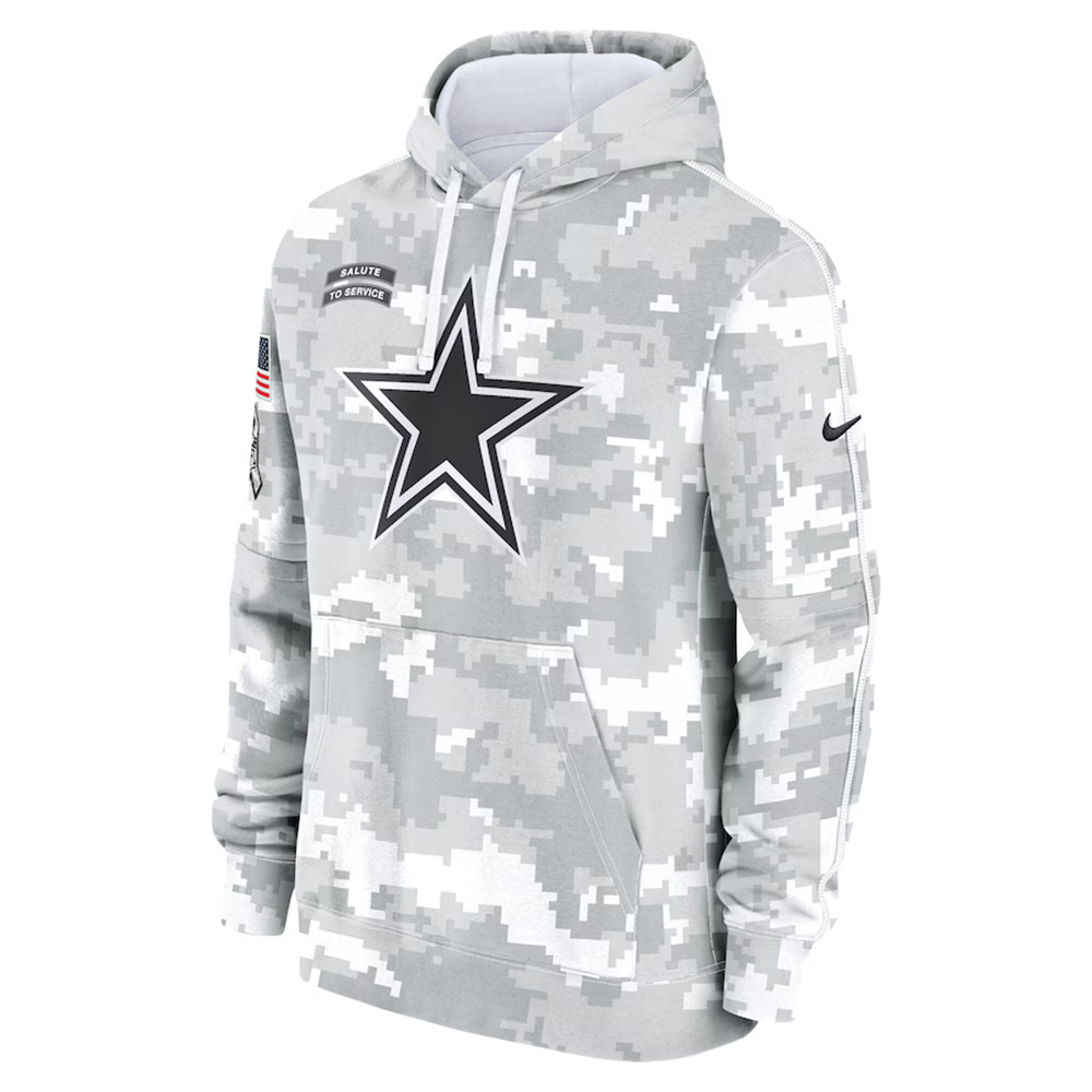 Men's/Women's/Youth - Dallas Cowboys Nike Arctic Camo 2024 Salute to Service Club Fleece Pullover Hoodie