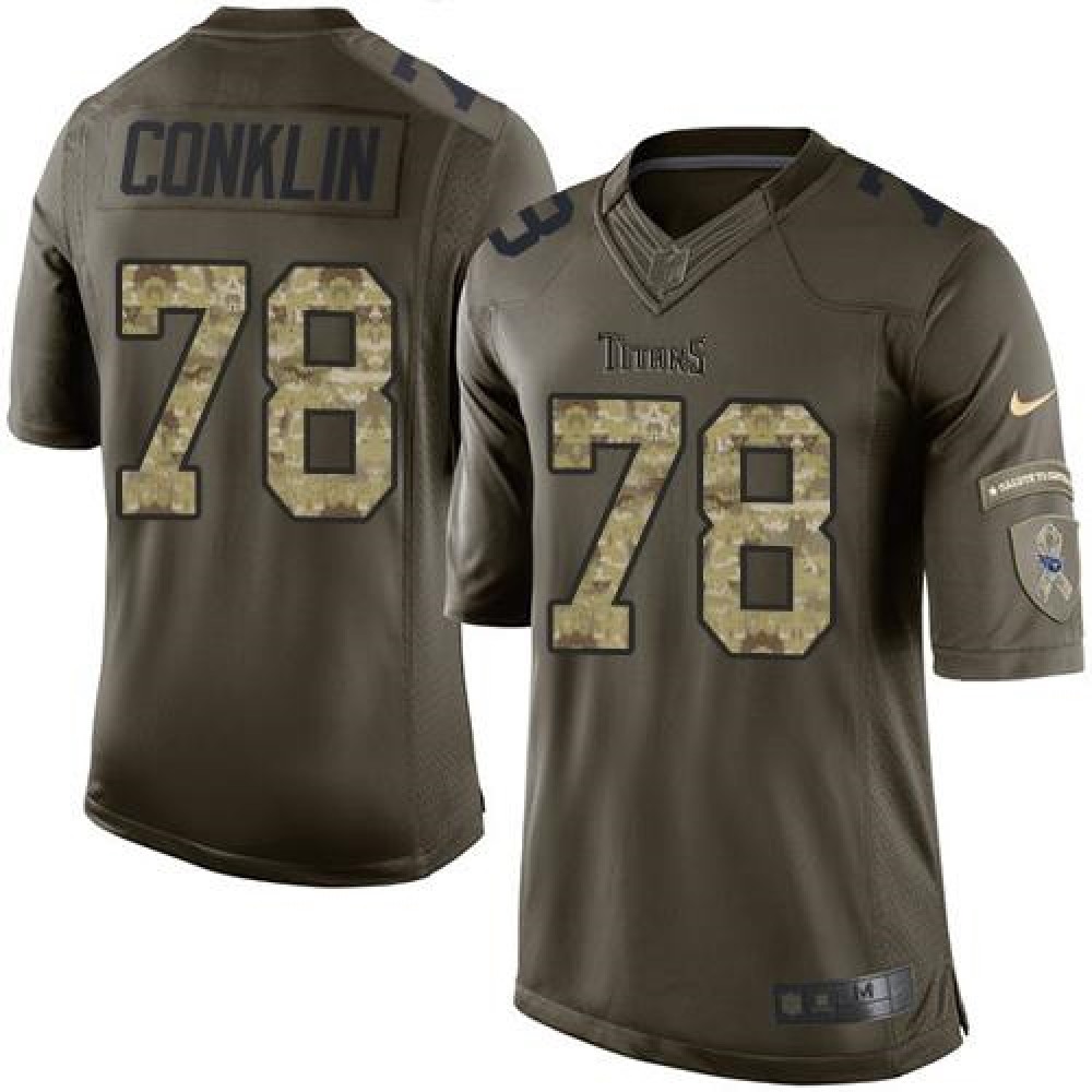 Titans #78 Jack Conklin Green Youth Stitched NFL Limited Salute to Service Jersey