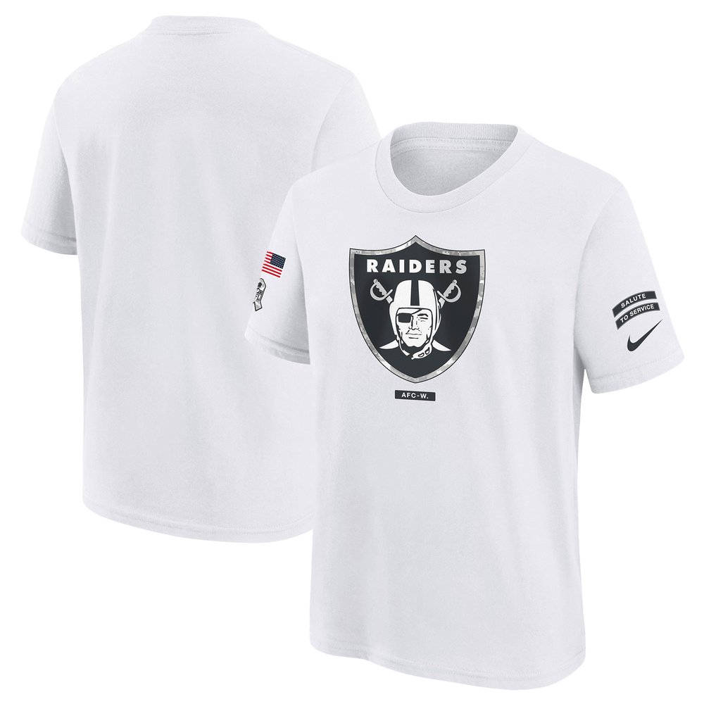 Youth Las Vegas RaidersWhite 2024 Salute To Service T-Shirt