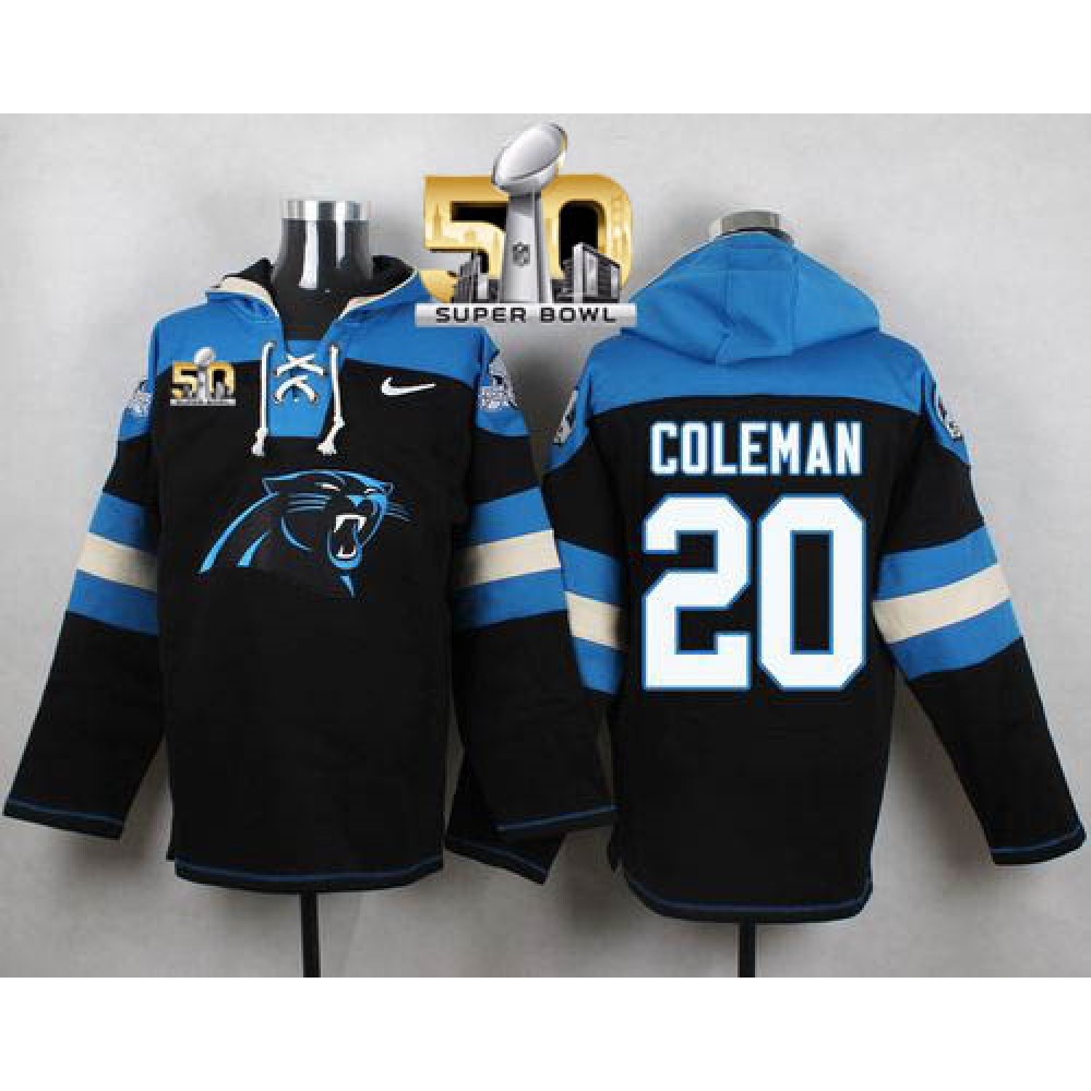 Panthers #20 Kurt Coleman Black Super Bowl 50 Player Pullover NFL Hoodie