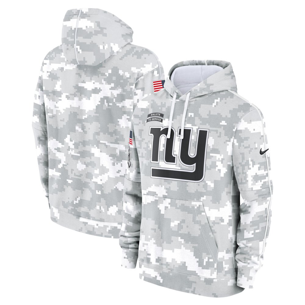 Youth New York GiantsWhite/Gray 2024 Salute To Service Pullover Hoodie