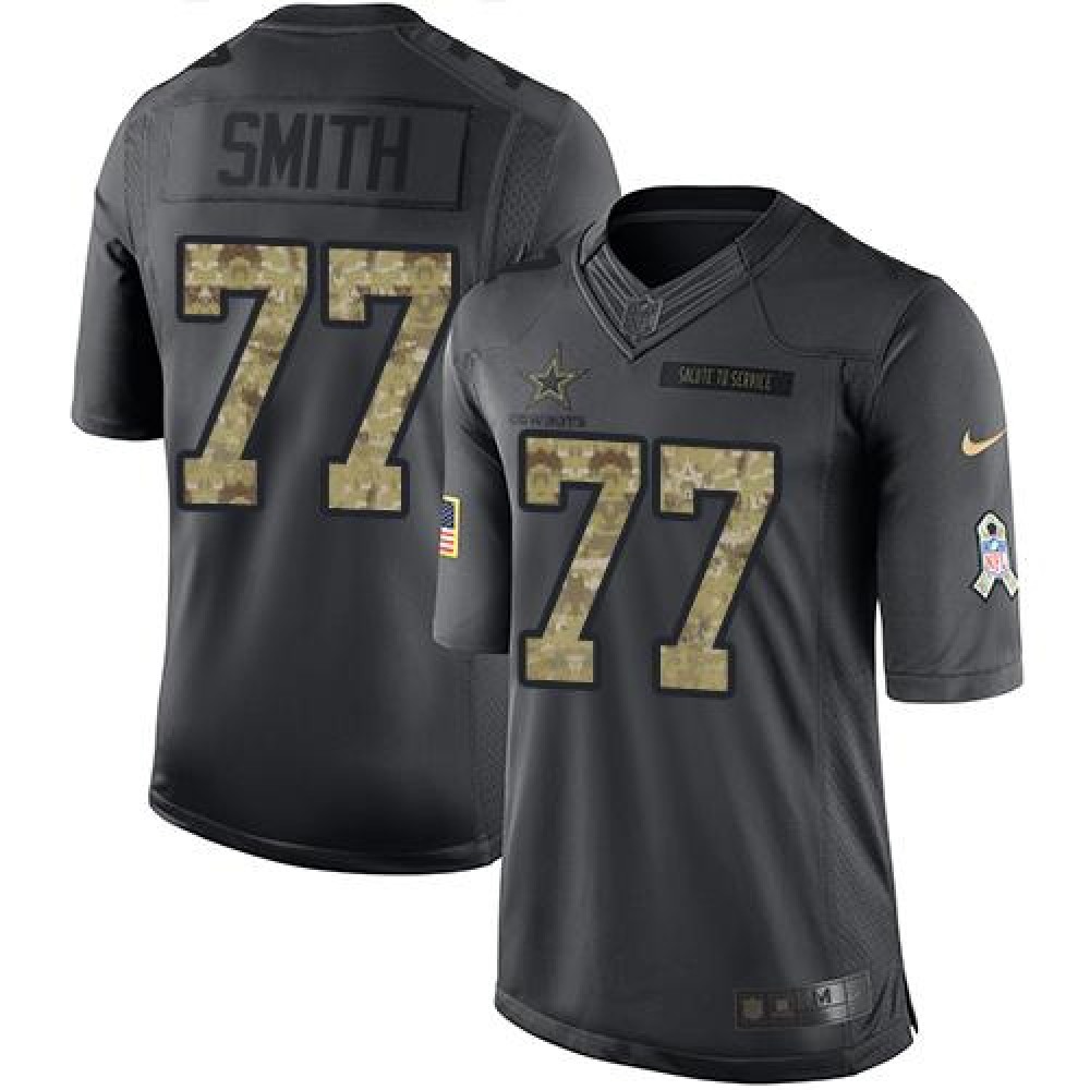 Cowboys #77 Tyron Smith Black Men's Stitched NFL Limited 2016 Salute To Service Jersey