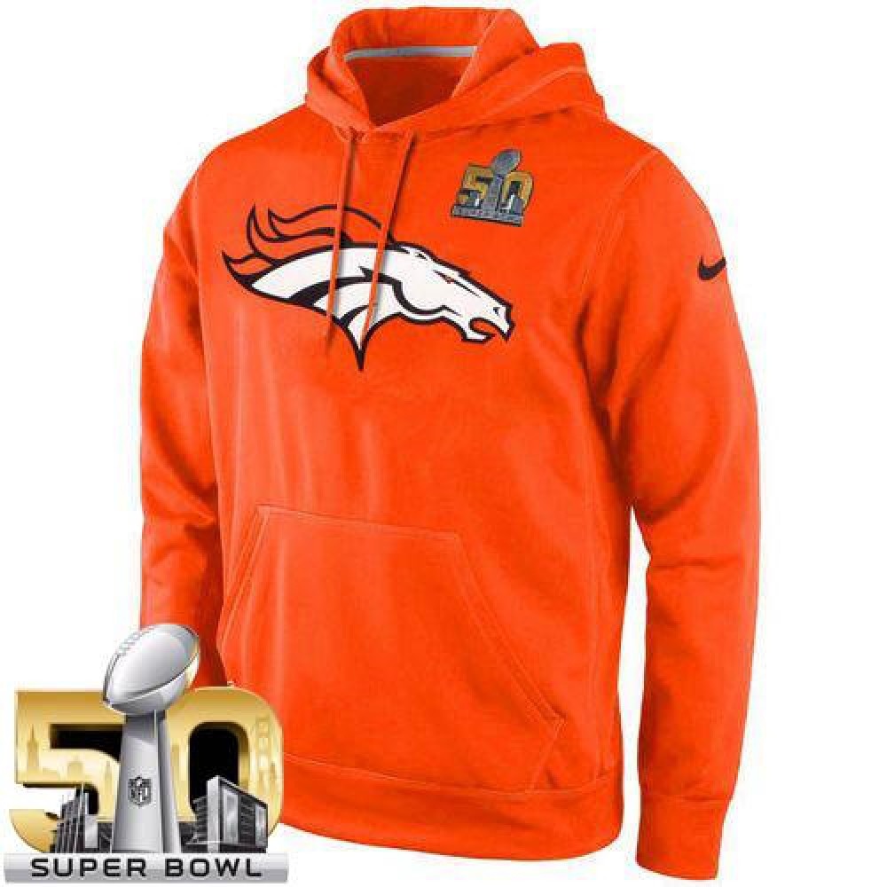 Men's Denver BroncosOrange Super Bowl 50 KO Logo Essential Hoodie