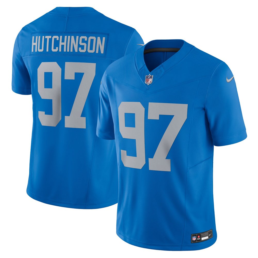 Men's Detroit Lions #97 Aidan HutchinsonBlue Vapor F.U.S.E. Alternate Limited Jersey