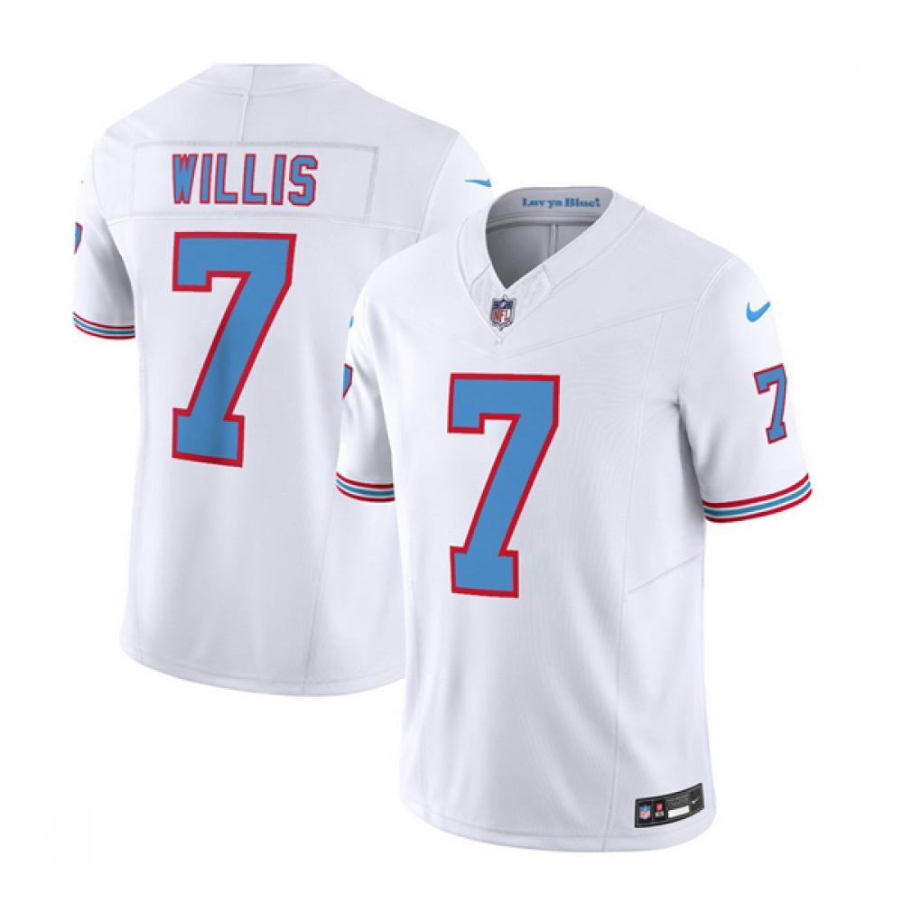 Men's Tennessee Titans #7 Malik Willis White 2023 F.U.S.E. Vapor Limited Throwback Stitched Football Jersey