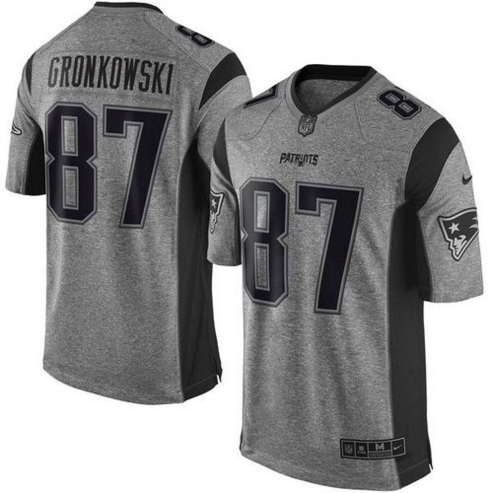 Patriots #87 Rob Gronkowski Gray Men's Stitched NFL Limited Gridiron Gray Jersey