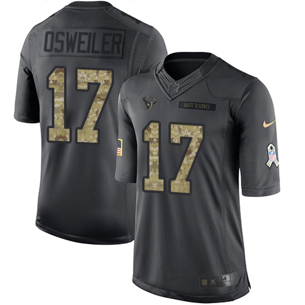 Texans #17 Brock Osweiler Black Men's Stitched NFL Limited 2016 Salute to Service Jersey