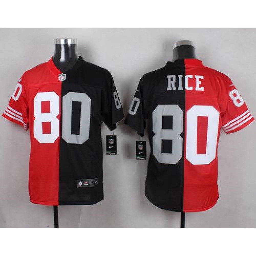 49ers #80 Jerry Rice Red/Black Two Tone Oakland Raiders Men's Stitched NFL Jersey