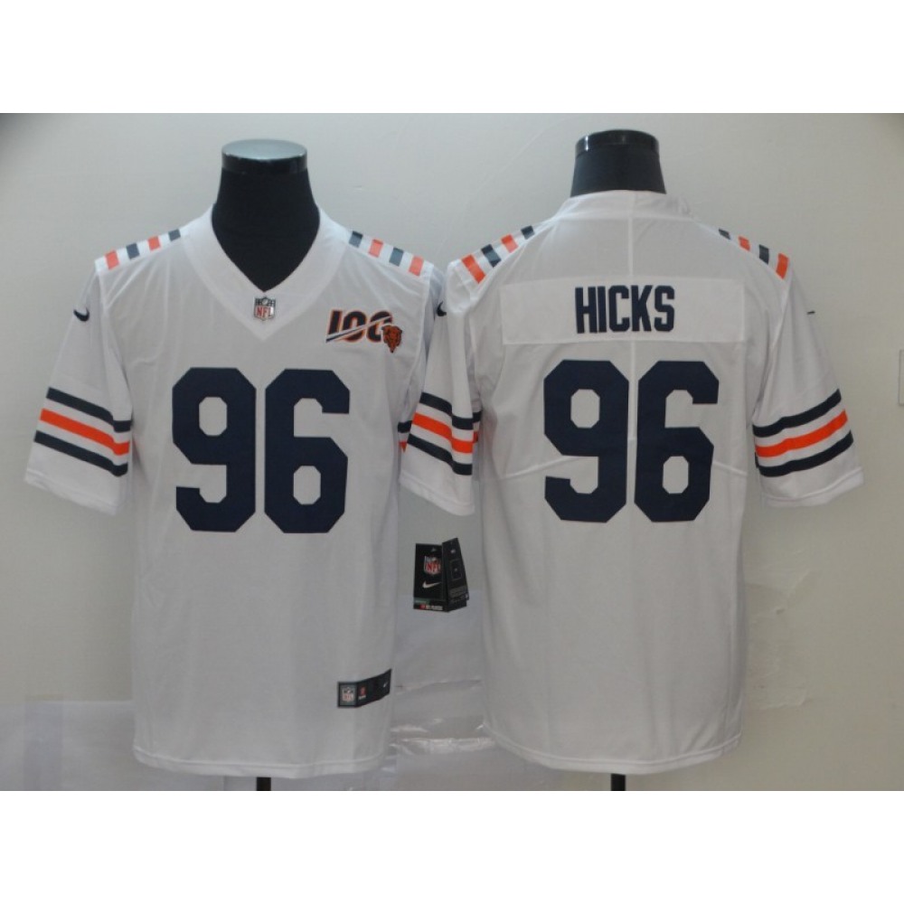 Men's Chicago Bears #96 Akiem Hicks White 2019 100th Season Limited Stitched NFL Jersey