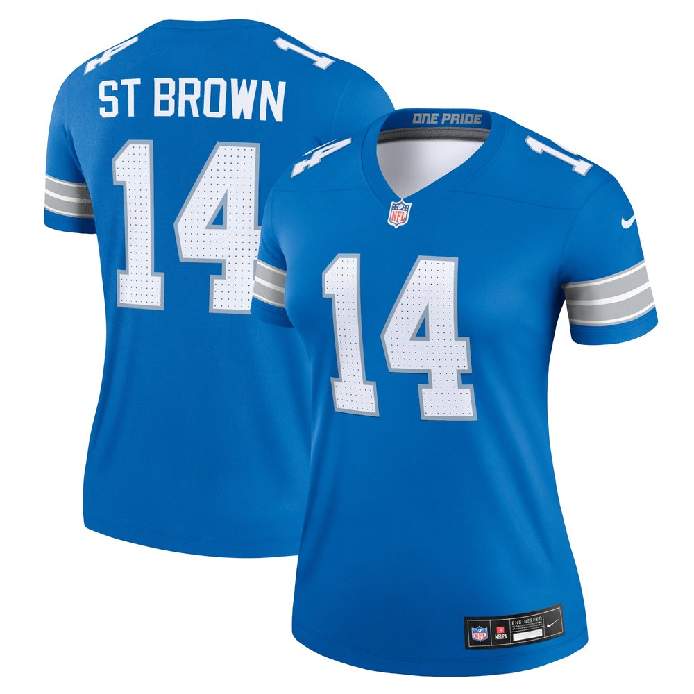 Women's Detroit Lions #14 Amon-Ra St. BrownBlue Legend Jersey