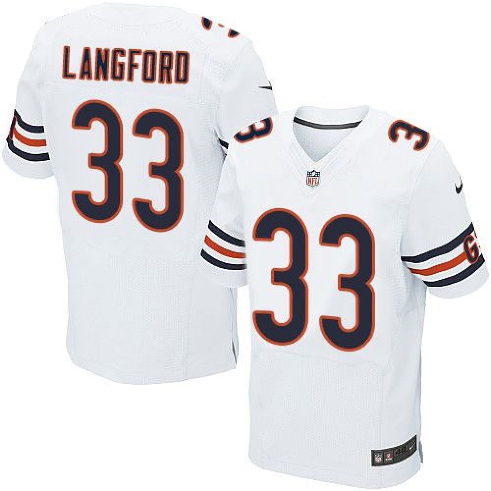 Bears #33 Jeremy Langford White Men's Stitched NFL Elite Jersey