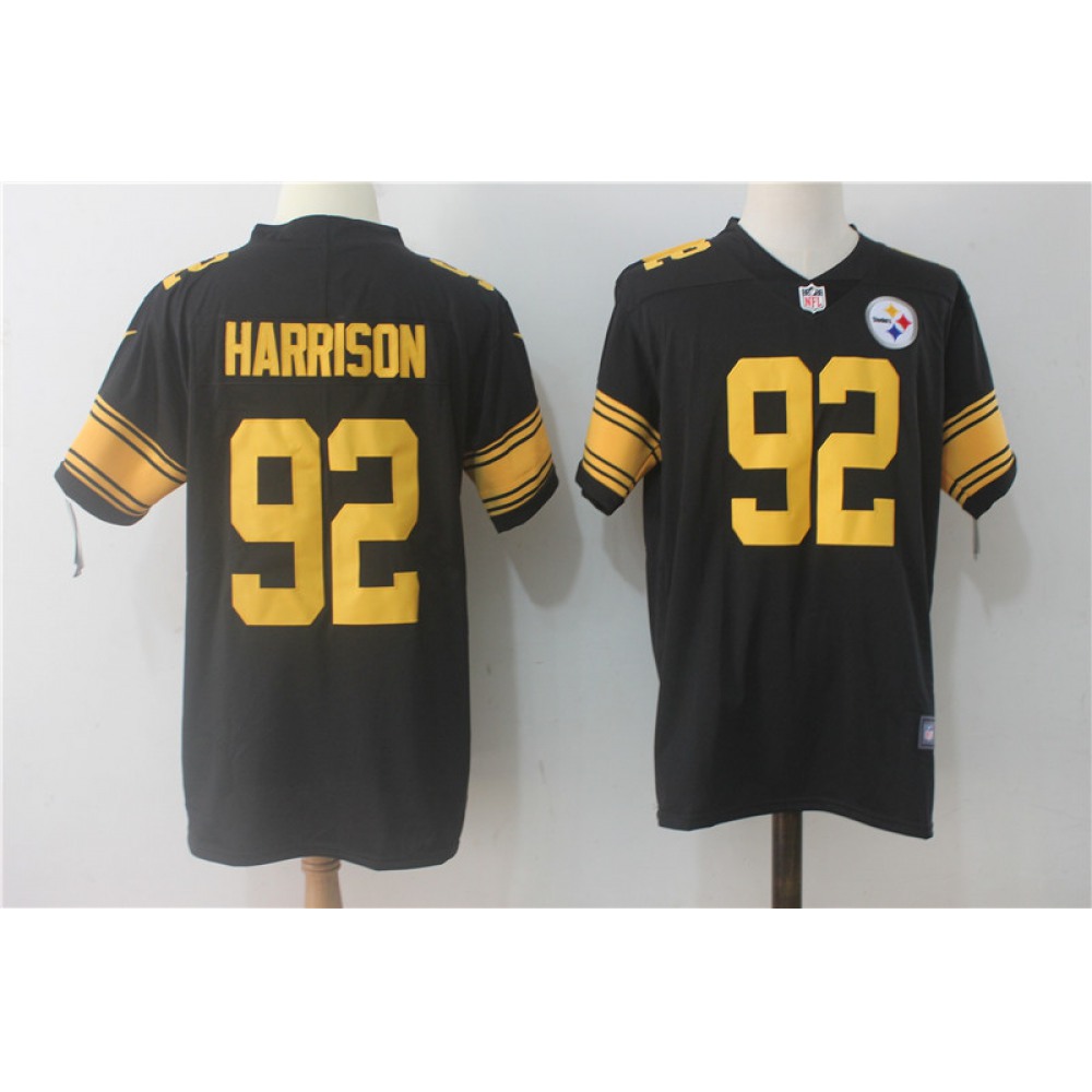 Men'sPittsburgh Steelers #92 James Harrison Black Limited Rush Stitched NFL Jersey