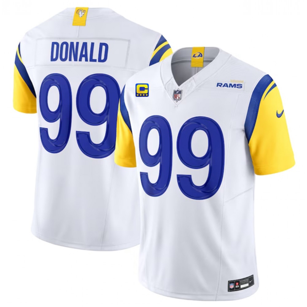 Men's Los Angeles Rams #99 Aaron Donald White 2023 F.U.S.E. With4-Star C Patch Vapor Untouchable Limited Stitched Football Jersey