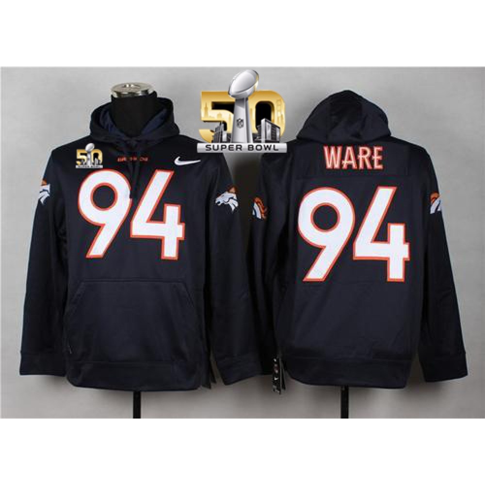 Denver Broncos #94 DeMarcus Ware Blue Super Bowl 50 Pullover NFL Hoodie