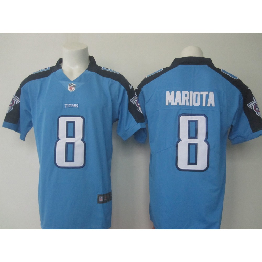 Men'sTitans #8 Marcus Mariota Light Blue Limited Rush Stitched NFL Jersey