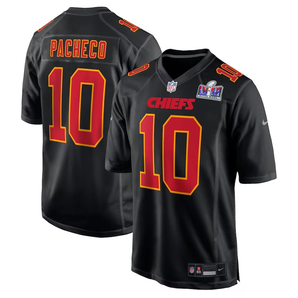 Men's Kansas City Chiefs #10 Isiah PachecoBlack Super Bowl LVIII Carbon Fashion Game Player Jersey