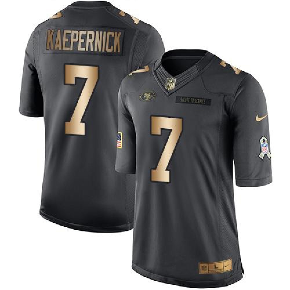 49ers #7 Colin Kaepernick Black Men's Stitched NFL Limited Gold Salute To Service Jersey