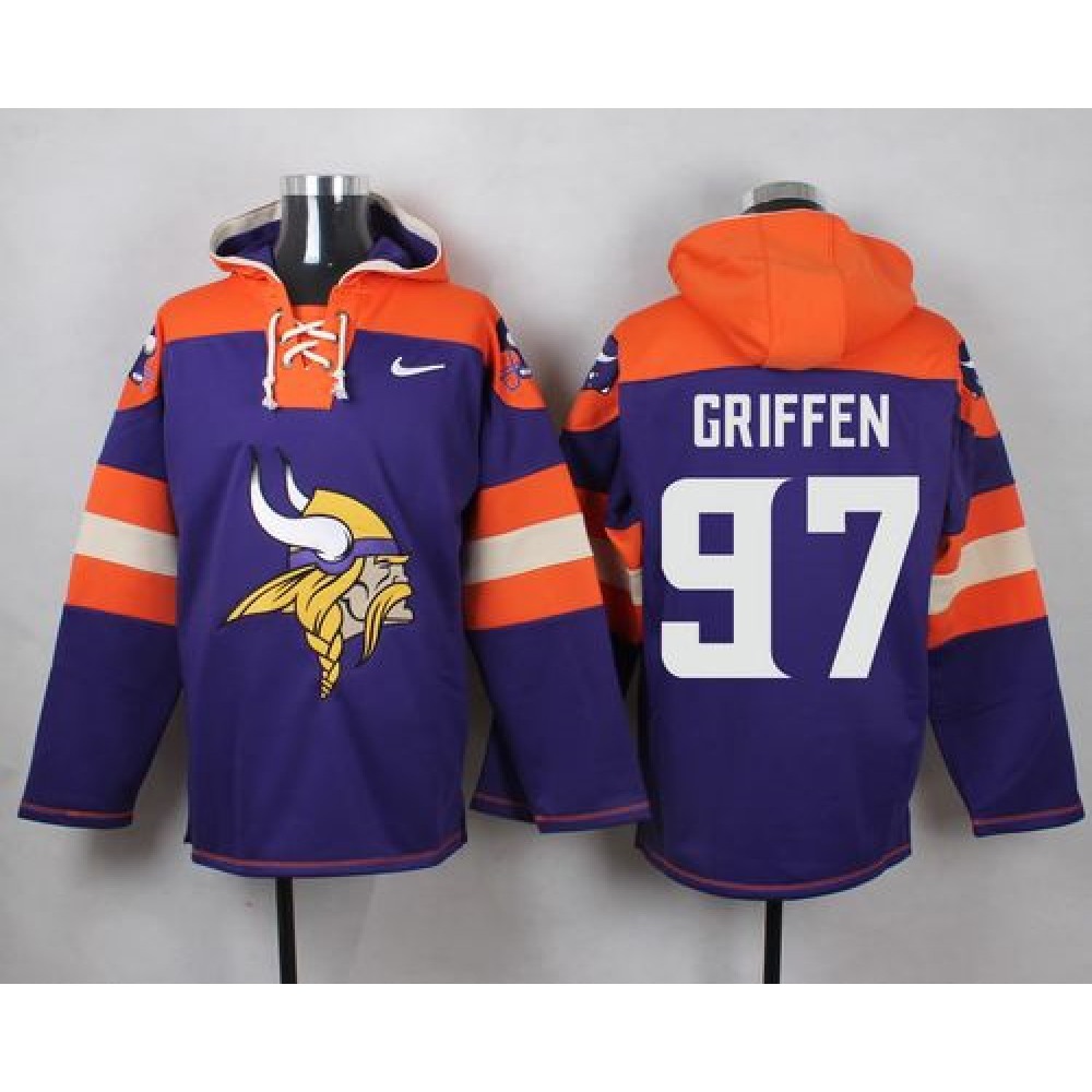 Vikings #97 Everson Griffen Purple Player Pullover NFL Hoodie