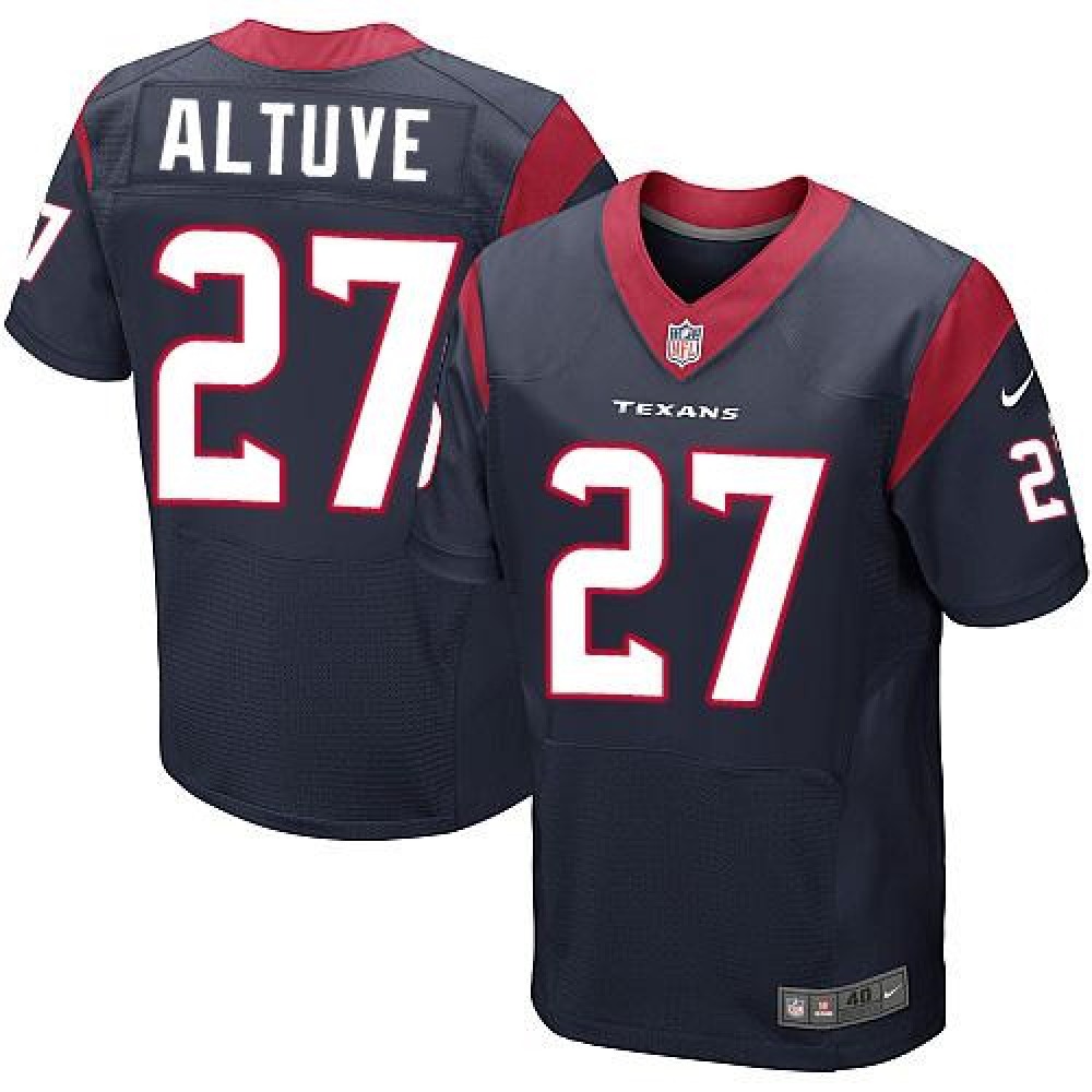 Texans #27 Jose Altuve Navy Blue Team Color Men's Stitched NFL Elite Jersey