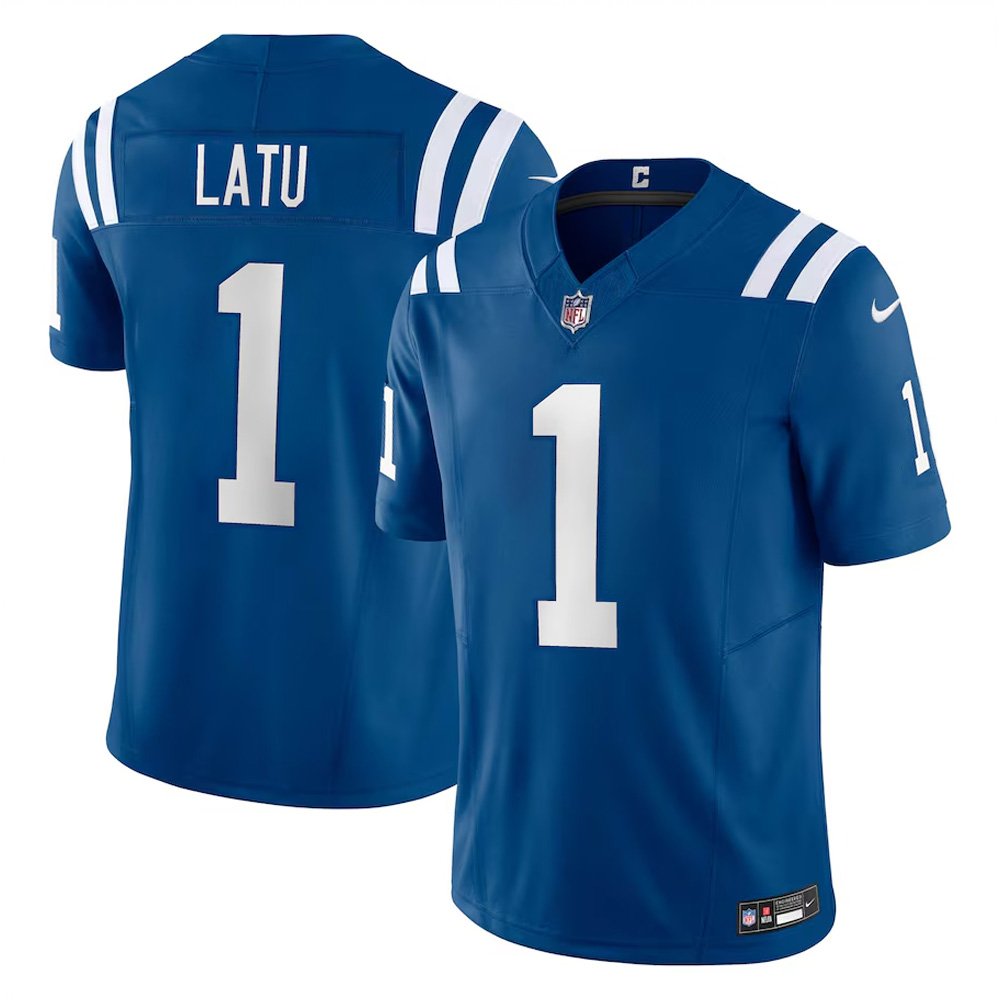 Men's Indianapolis Colts Laiatu LatuRoyal 2024 NFL Draft First Round Pick Player F.U.S.E. Vapor Untouchable Limited Stitched Football Jersey