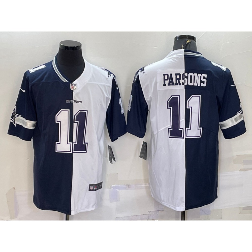 Men's Dallas Cowboys #11 Micah Parsons Navy White Split Vapor Untouchable Limited Stitched Jersey