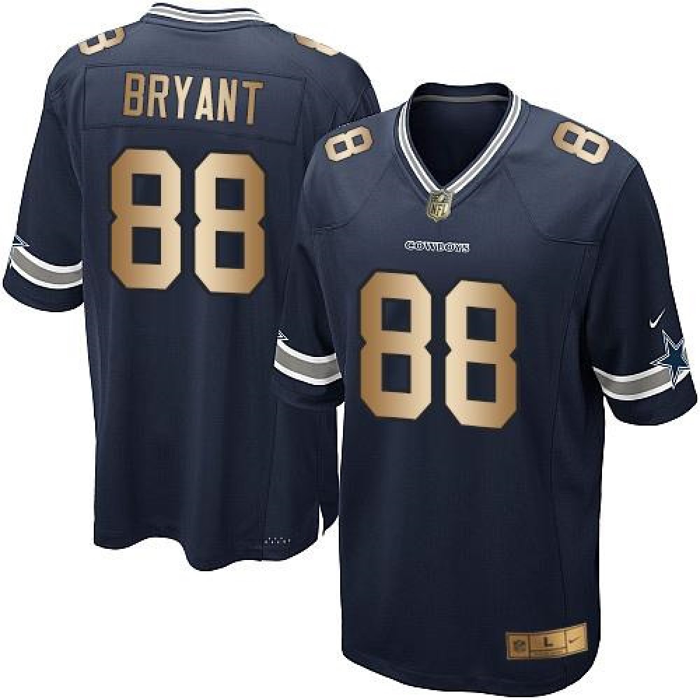 Cowboys #88 Dez Bryant Navy Blue Team Color Youth Stitched NFL Elite Gold Jersey