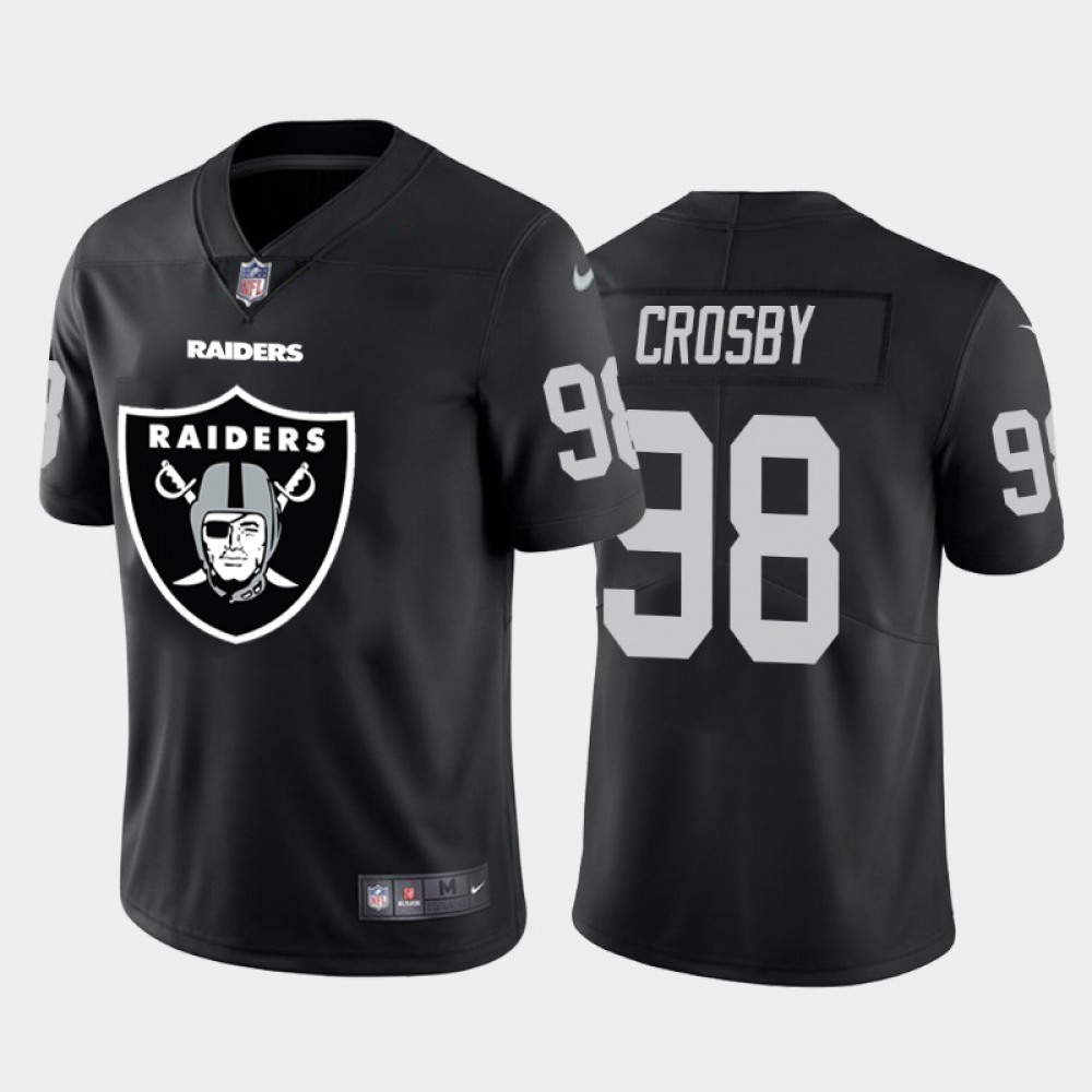 Men's Oakland Raiders #98 Maxx Crosby Black 2020 Team Big Logo Limited Stitched Jersey