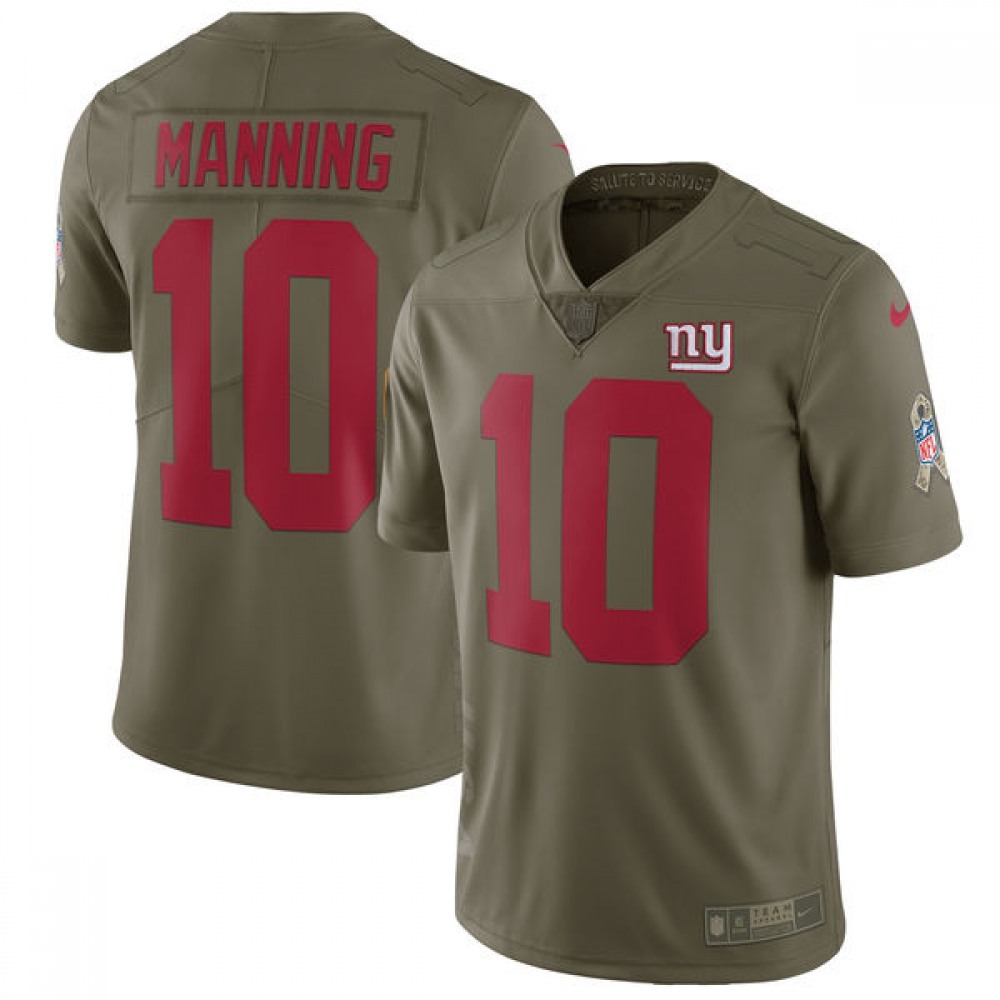 YouthNew York Giants #10 Eli Manning Olive Salute To Service Limited Stitched NFL Jersey