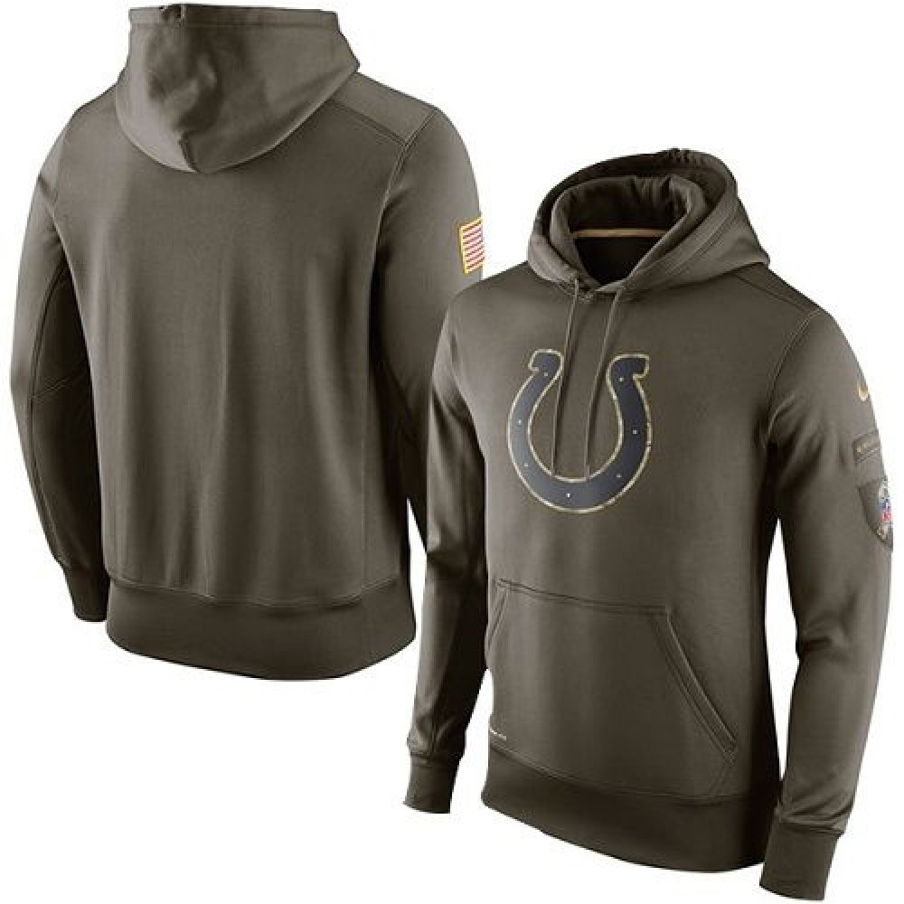 Men's Indianapolis ColtsOlive Salute To Service KO Performance Hoodie