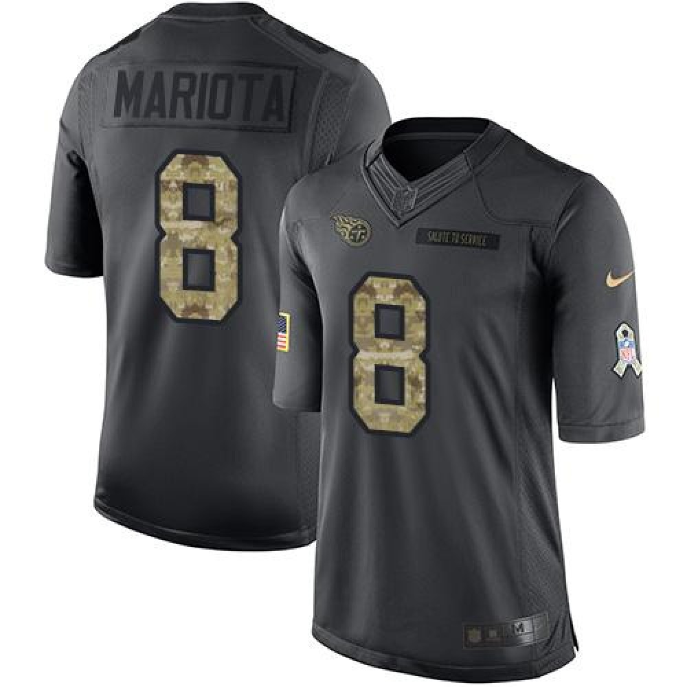 Titans #8 Marcus Mariota Black Youth Stitched NFL Limited 2016 Salute to Service Jersey