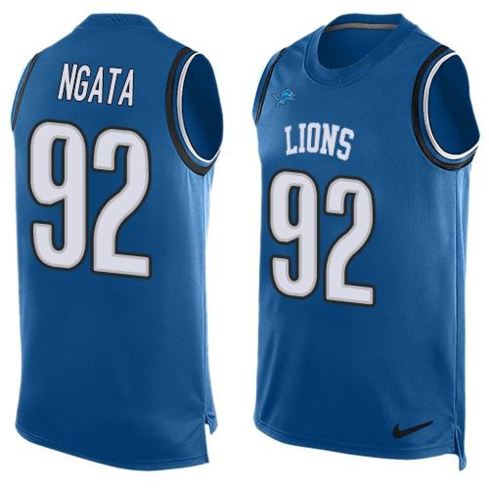 Lions #92 Haloti Ngata Blue Team Color Men's Stitched NFL Limited Tank Top Jersey