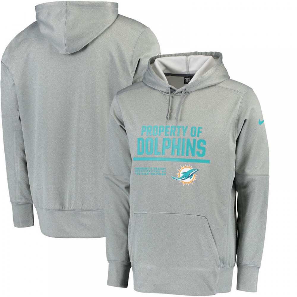 Men's Miami DolphinsGray Circuit Property Of Performance Pullover Hoodie