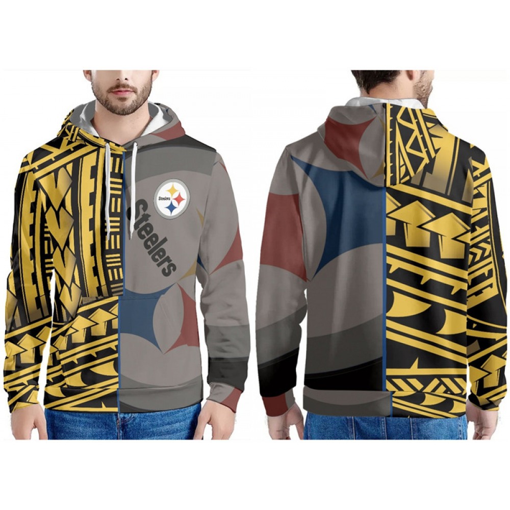 Men's Pittsburgh Steelers Yellow/Gold/Grey Pullover Hoodie
